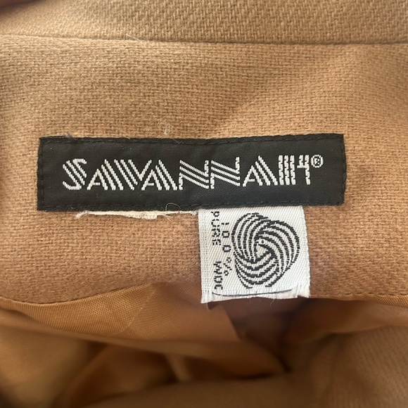 Vintage 80s 90s Beige Wool Oversized Blazer Big Gold Decorative Buttons Oatmeal - Picture 5 of 9